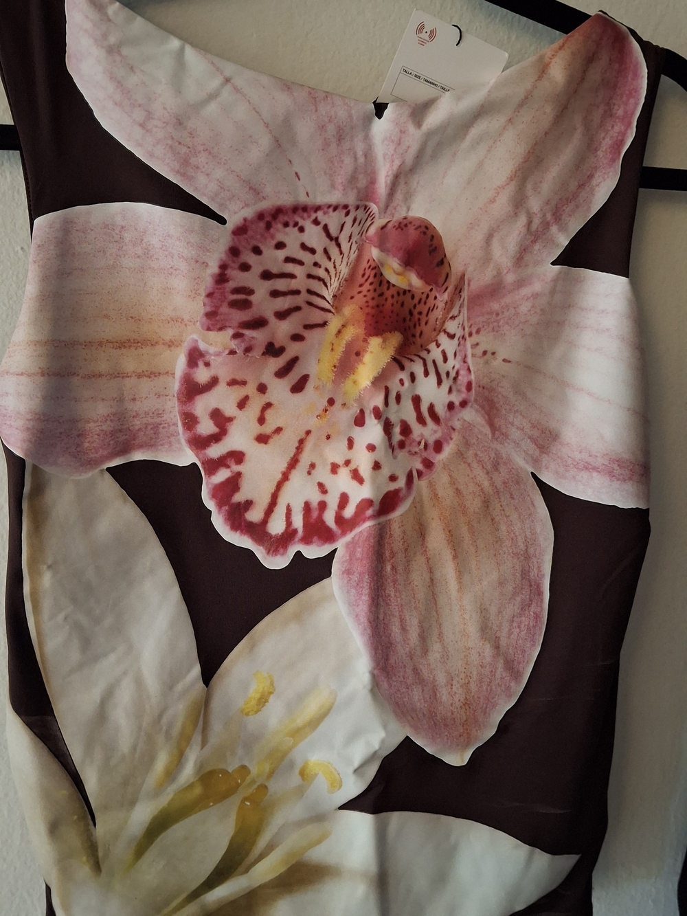 Zara Floral Orchid Print Home Accent Panel - Pink on Brown